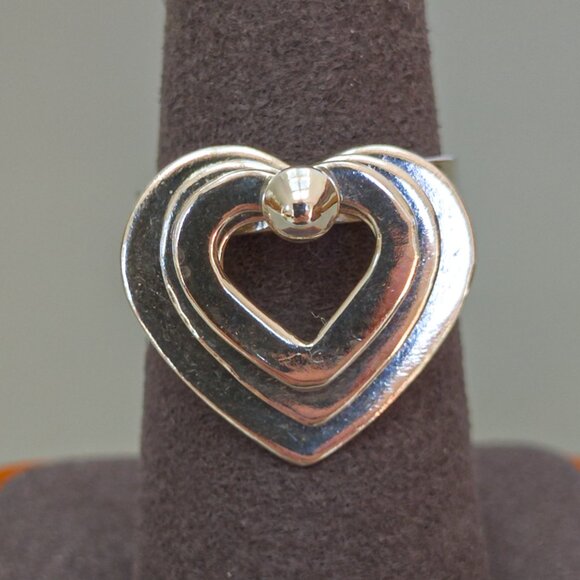 Sterling Kinetic Triple-Heart Ring — Size ~7.25 - Picture 5 of 10